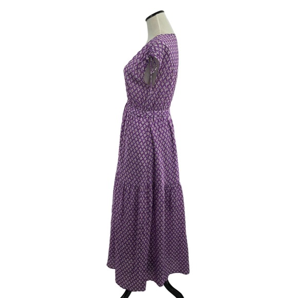 Xirena Purple Clover Cecily Printed Cotton Tiered Midi Maxi Dress XS - Picture 7 of 12